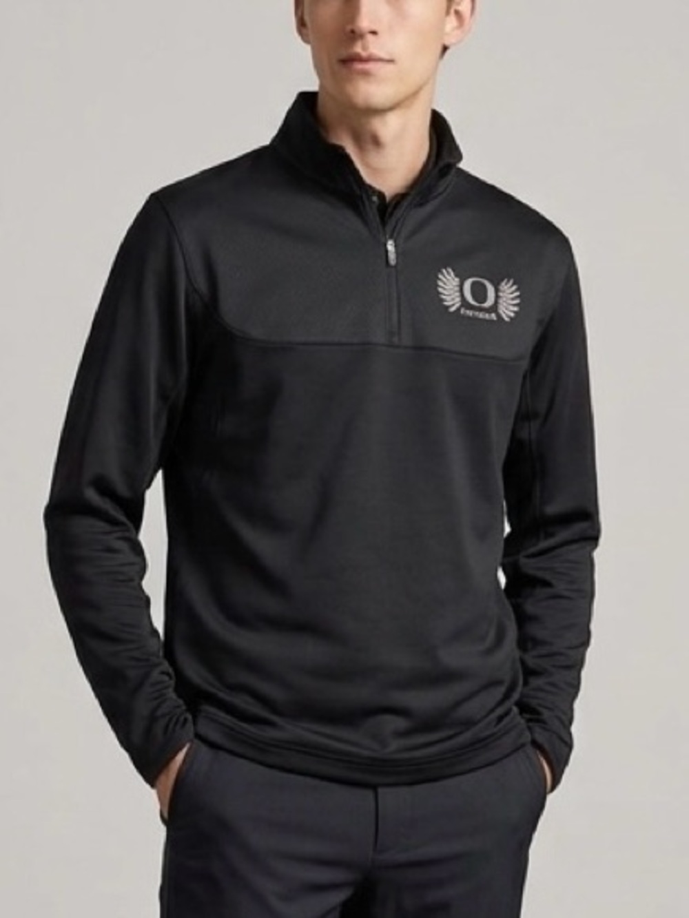 Nike Golf Oregon Ducks Silver Wing Logo 1/4 Zip Pullover Therma-Fit Jacket